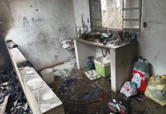 Pai e bebê ficam feridos após incêndio atingir residência