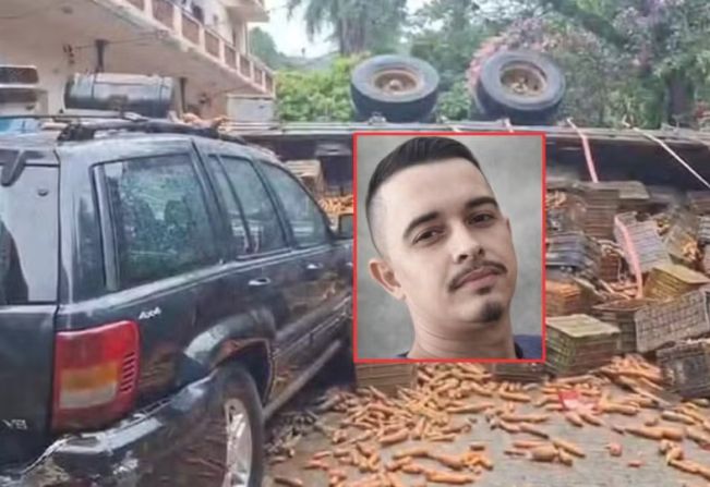 Caminhoneiro morre após perder controle de carreta e atingir veículos estacionados em avenida