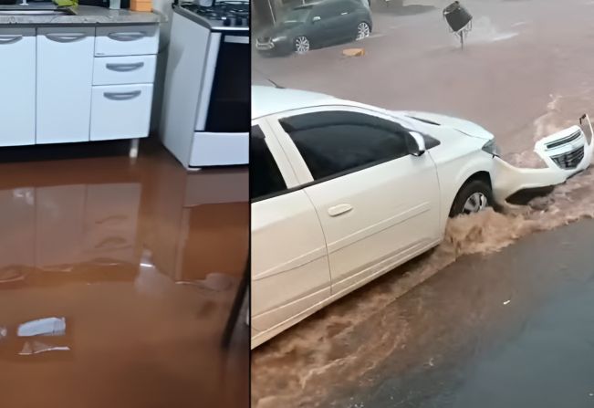 Chuva intensa causa alagamentos, invade casas e deixa prejuízos